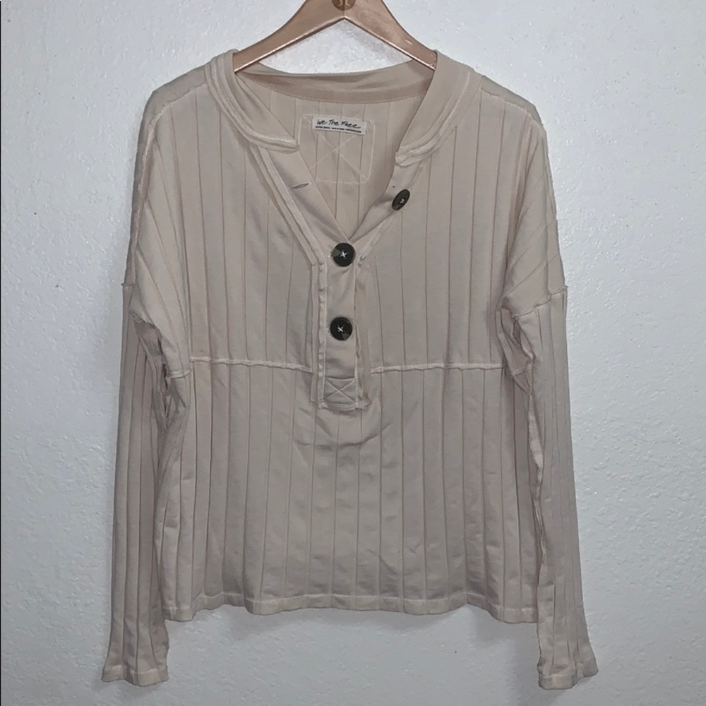 Free People Oversized Beige Henley